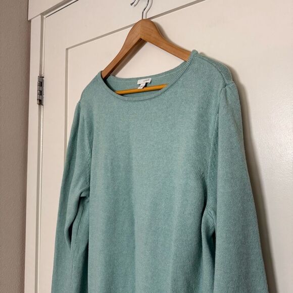 J Jill Pure Sweater Tunic Womens Sz XL Mint Knit Cotton Wool Pockets Pullover - Picture 2 of 10